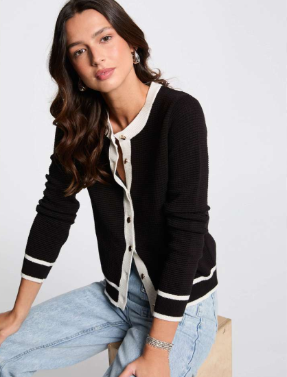 Cardigan zwart/wit Mbeya - Afbeelding 2