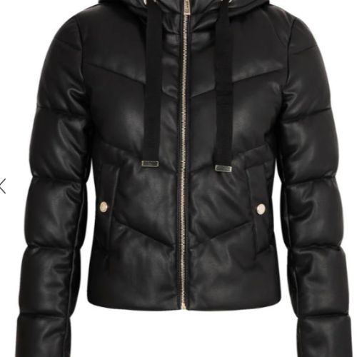 Coated gewatteerde winterjas zwart