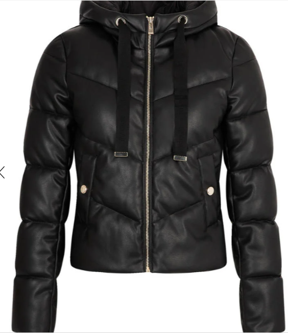 Coated gewatteerde winterjas zwart