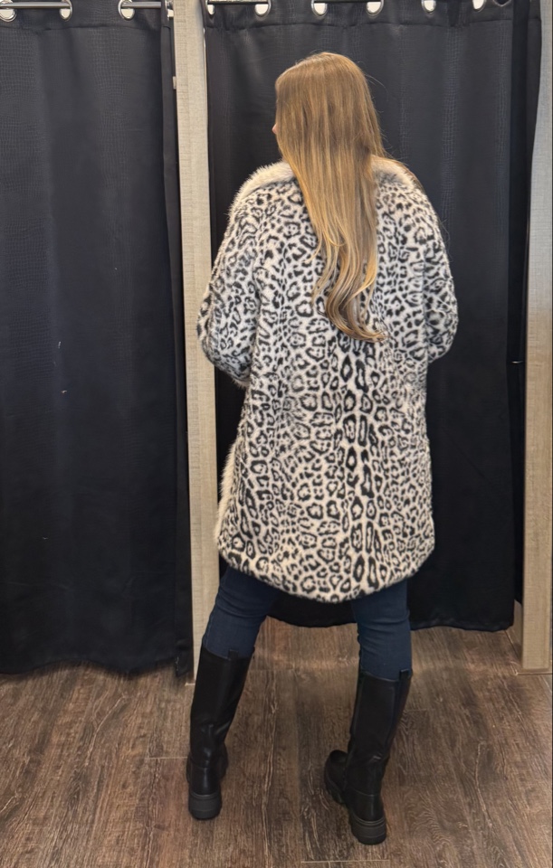 Fake fur panter offwhite - Afbeelding 3