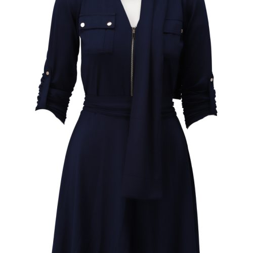 K-design Jurk met taille knoop navy blazer B196