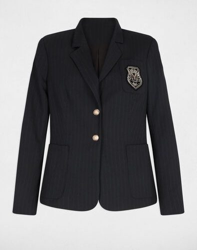 Gestreepte blazer marineblauw