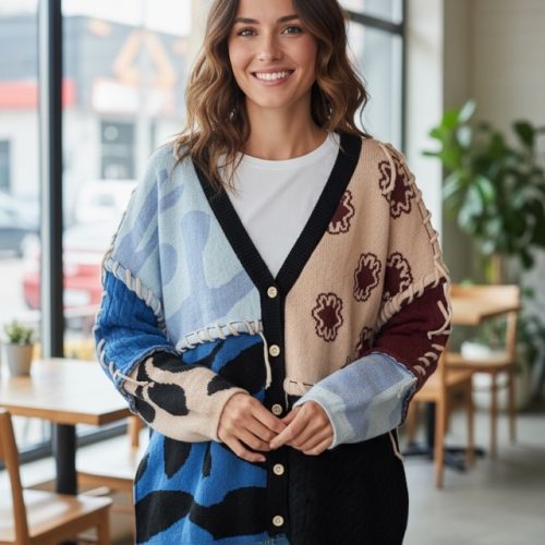 Vest apart zwart oversized