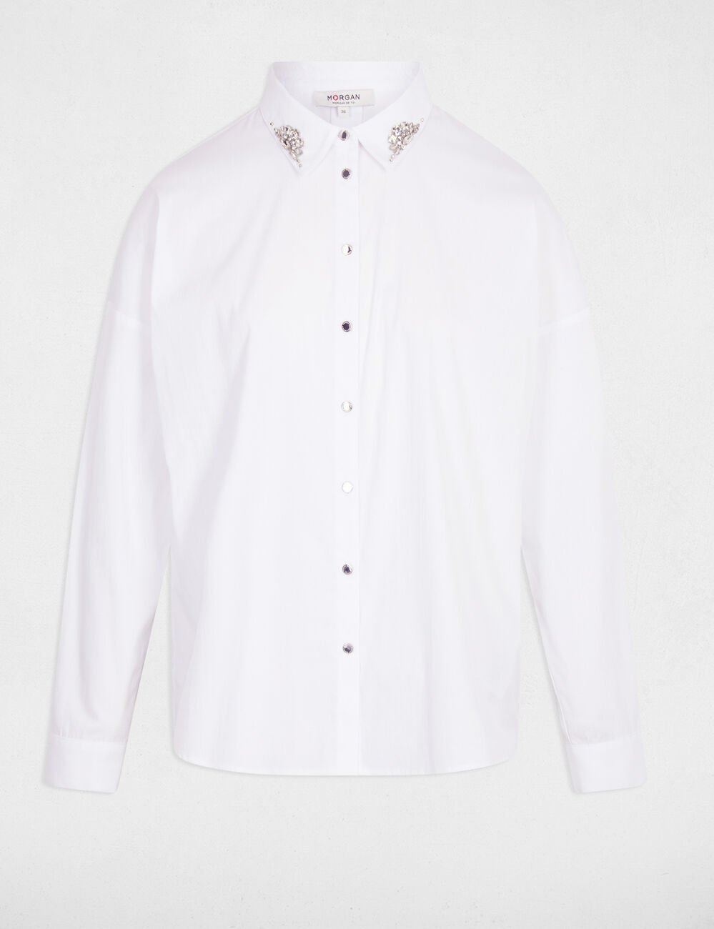 oversized blouse met strass wit