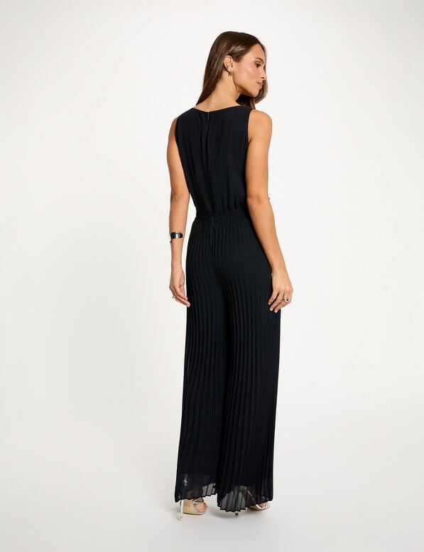 Plissé jumpsuit marineblauw - Afbeelding 3