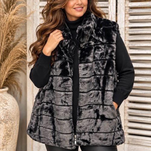 Faux fur gilet zwart